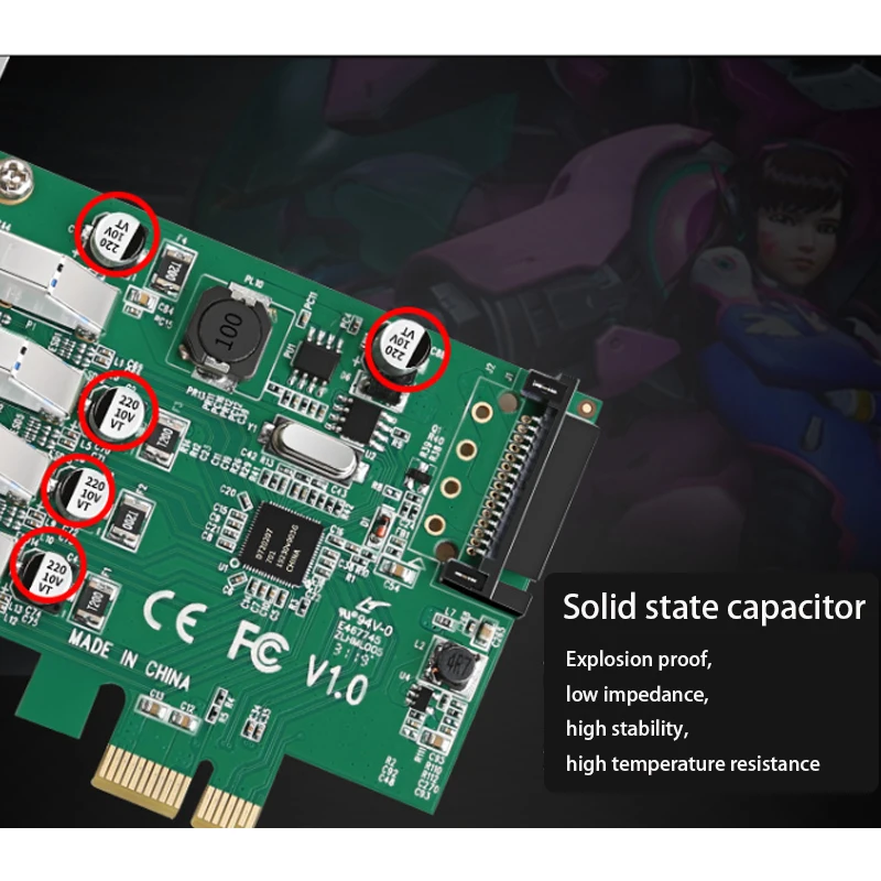 USB3.0 Expansion card PCIE to 4-port USB adapter card PCI-E Sata Adapter Splitter Converter Expansion Adapter dock station HUB