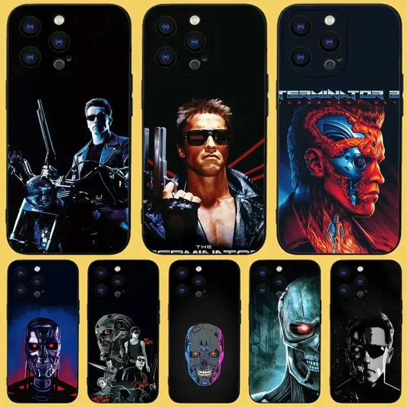 Movie The T-Terminator Phone Case For iPhone 15,14,13,12,11 Plus,Pro,Max,XR,XS,X,7,8 Plus,SE,Mini Black Silicone Soft