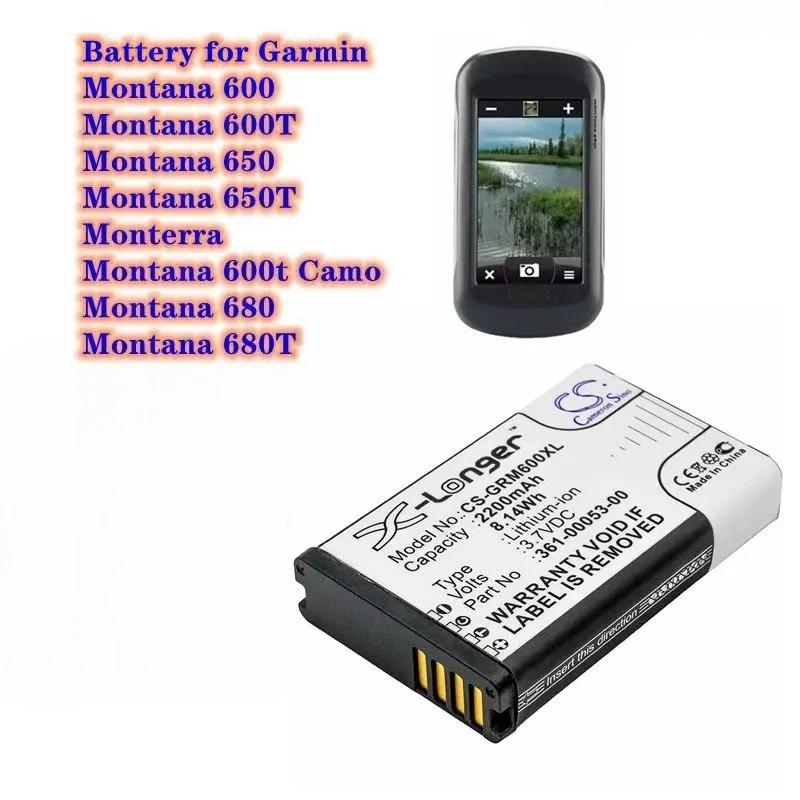 CS Battery 361-00053-00 361-00053-04 for Garmin Montana 600 600T 610 650 650T VIRB GPS Handheld 010-11654-03 Alpha 200 300 300I