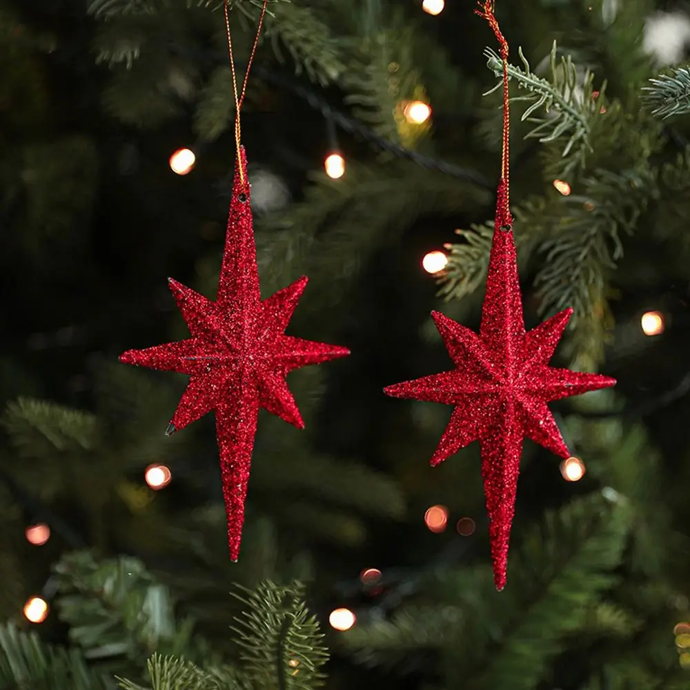 2pcs Plastic Christmas Star Pendant Elegant Festive Xmas Tree Hanging Ornaments DIY Merry Christmas Decor