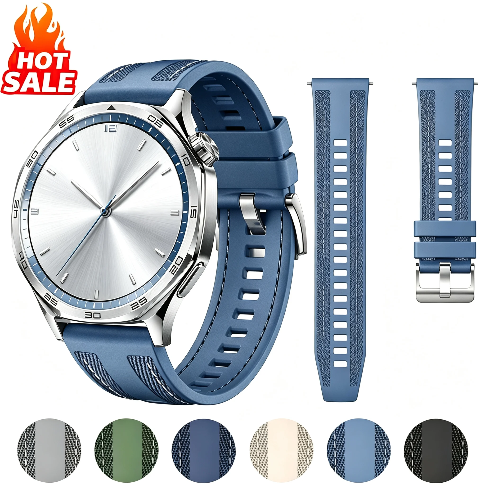 Offizielles 22mm Nylon-Armband für HUAWEI WATCH GT 7 6 5 4 46mm/Watch 4 5 6 Pro/GT 7 6 5 3 Pro 46 mm Komposit-Silikon-Armband