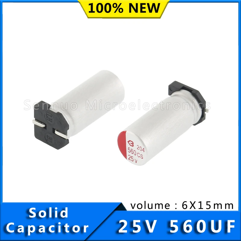 NEW SMD solid capacitors 560UF 25V 6X15mm SMD solid electrolytic capacitors 25V 560UF polymer solid capacitors
