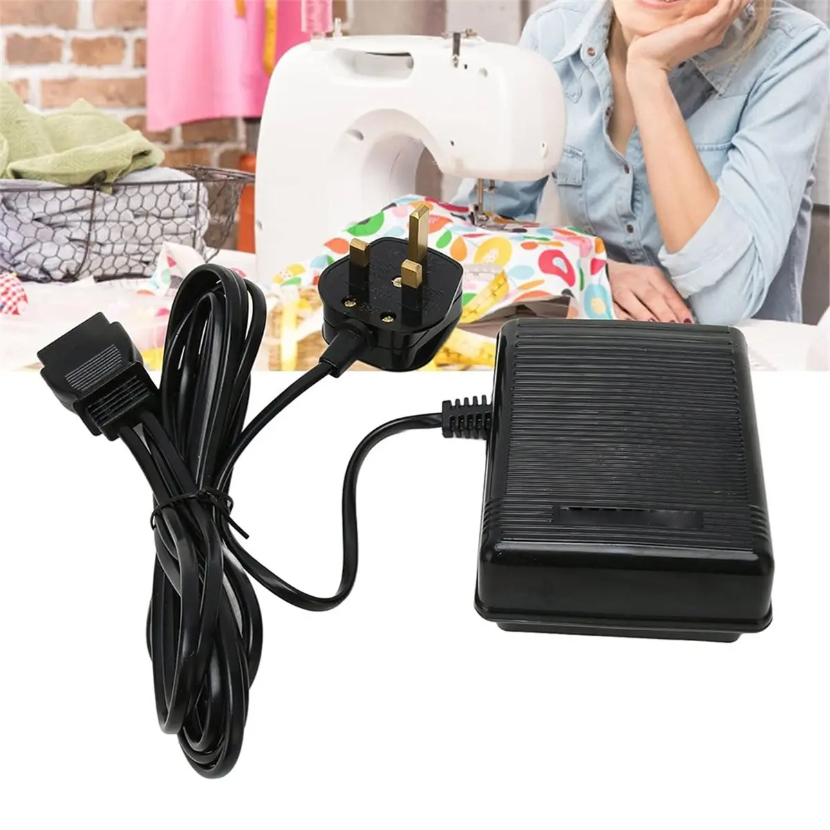 220v Sewing Machine Foot Control Pedal, Anti Slip Design,Easy Installation for Old-Fashioned Sewing Machine UK Plug