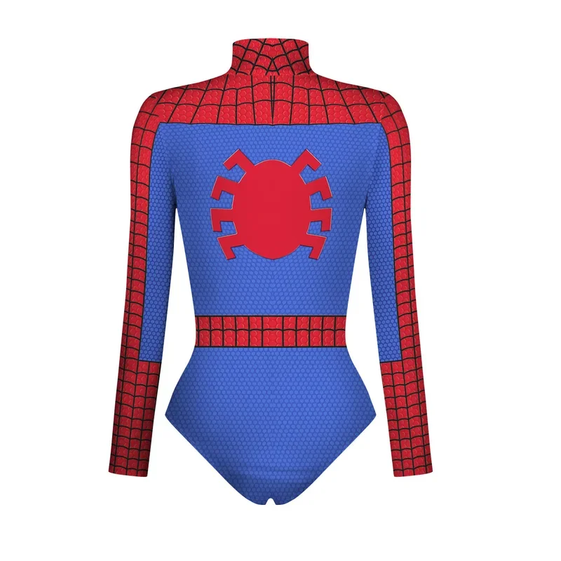 Bodysuit homem-aranha para homens e mulheres, macacão capitão super-herói, impressão 3D, maiô manga longa, carnaval de Halloween