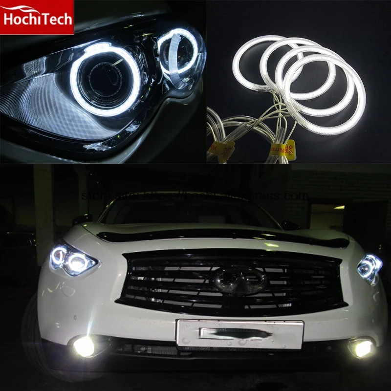 

For Infiniti FX QX70 FX35 FX37 FX50 2009-2013 HochiTech WHITE 6000K CCFL Headlight Angel Demon Eyes Kit Angel Eyes Light