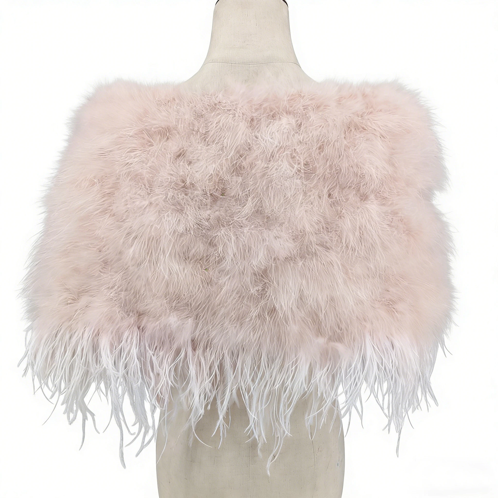 

Luxury White Ostrich Feather Shawl Bridal Wedding Bolero Winter Party Fur Wrap for Women 26A0301