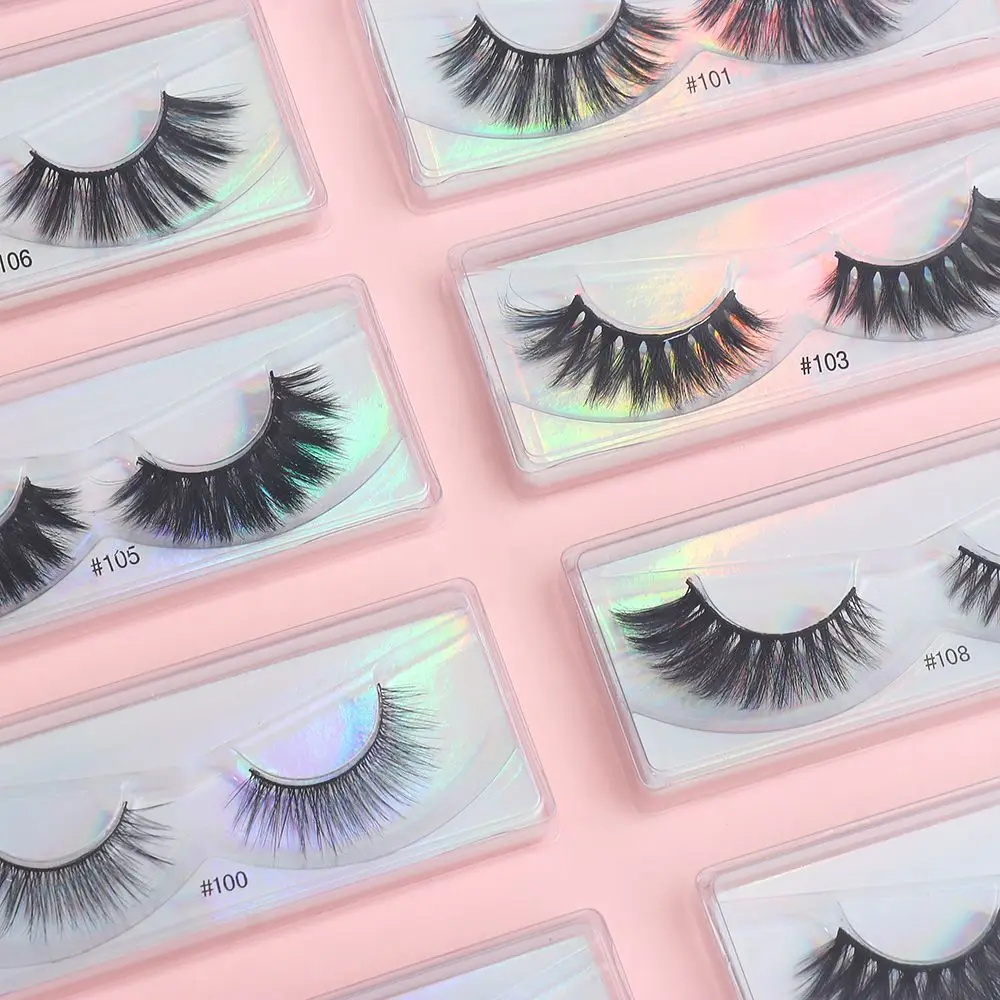 Extensión de ojos pestañas largas naturales pestañas postizas hechas a mano pelo de visón 3D Cruz delgada esponjosa