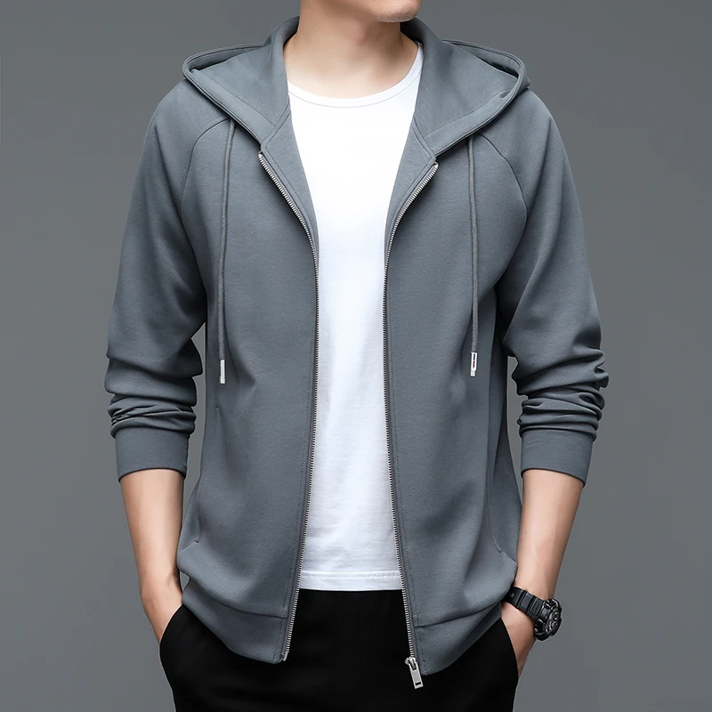 High Brand Men's Hoodies Coat 2024 Spring Casual Cotton Zippper Cardigan Male Long Sleeve Hooded Clothes Sweatshirt Jackets