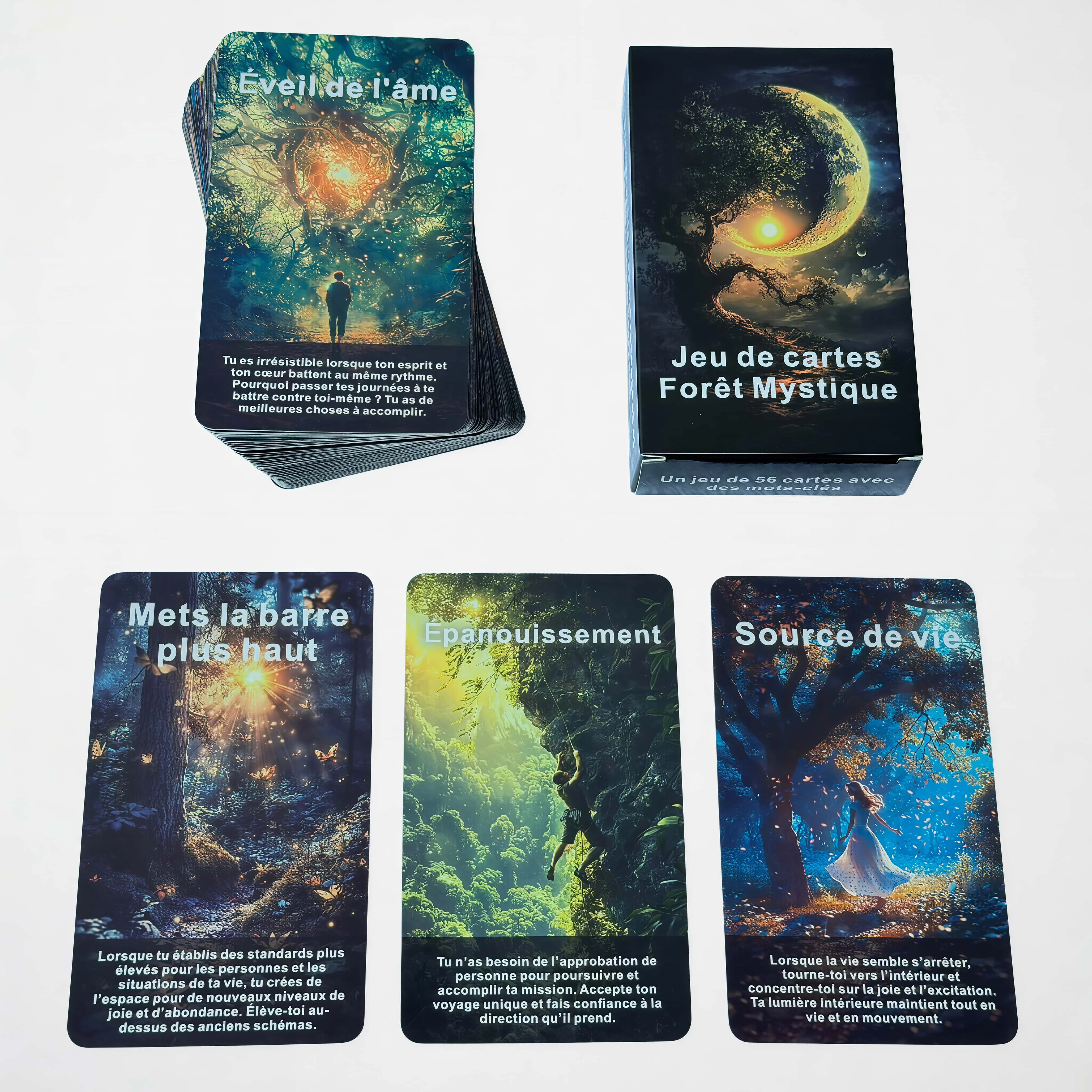 French Mystic Forest Oracle Card Set, 56 Cards Tarot Series, Spiritual Healing & Anxiety Relief Meditation Tool