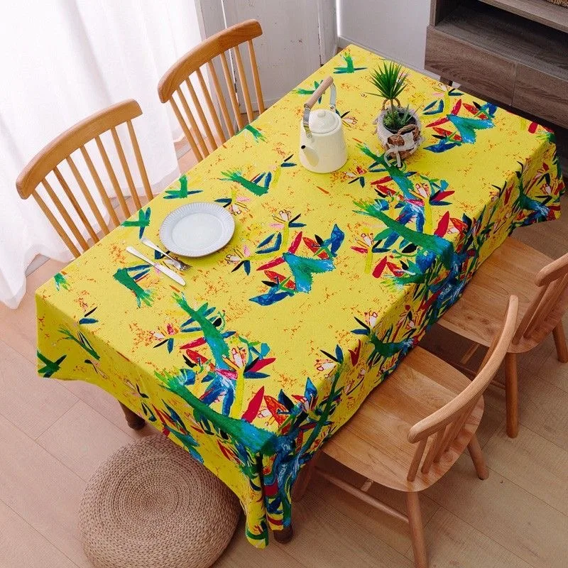 Artistic Painting Pattern Soft Cotton Linen Vintage Napkin Tablecloth Dust Cover Towel for Home Decor