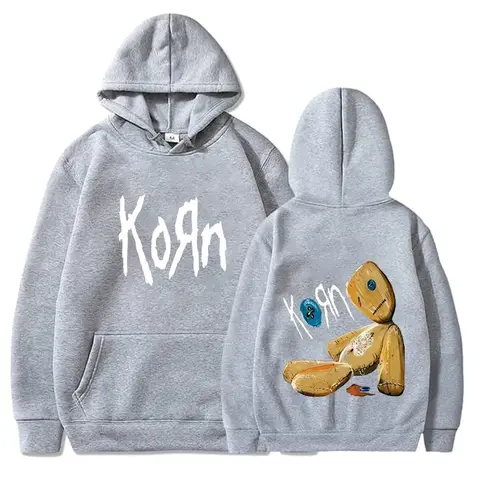 Dark Niche Nu-metal Band Hoodie with Double-sided Front and Back Voodoo Doll Logos, Loose-fit Couple Tops
