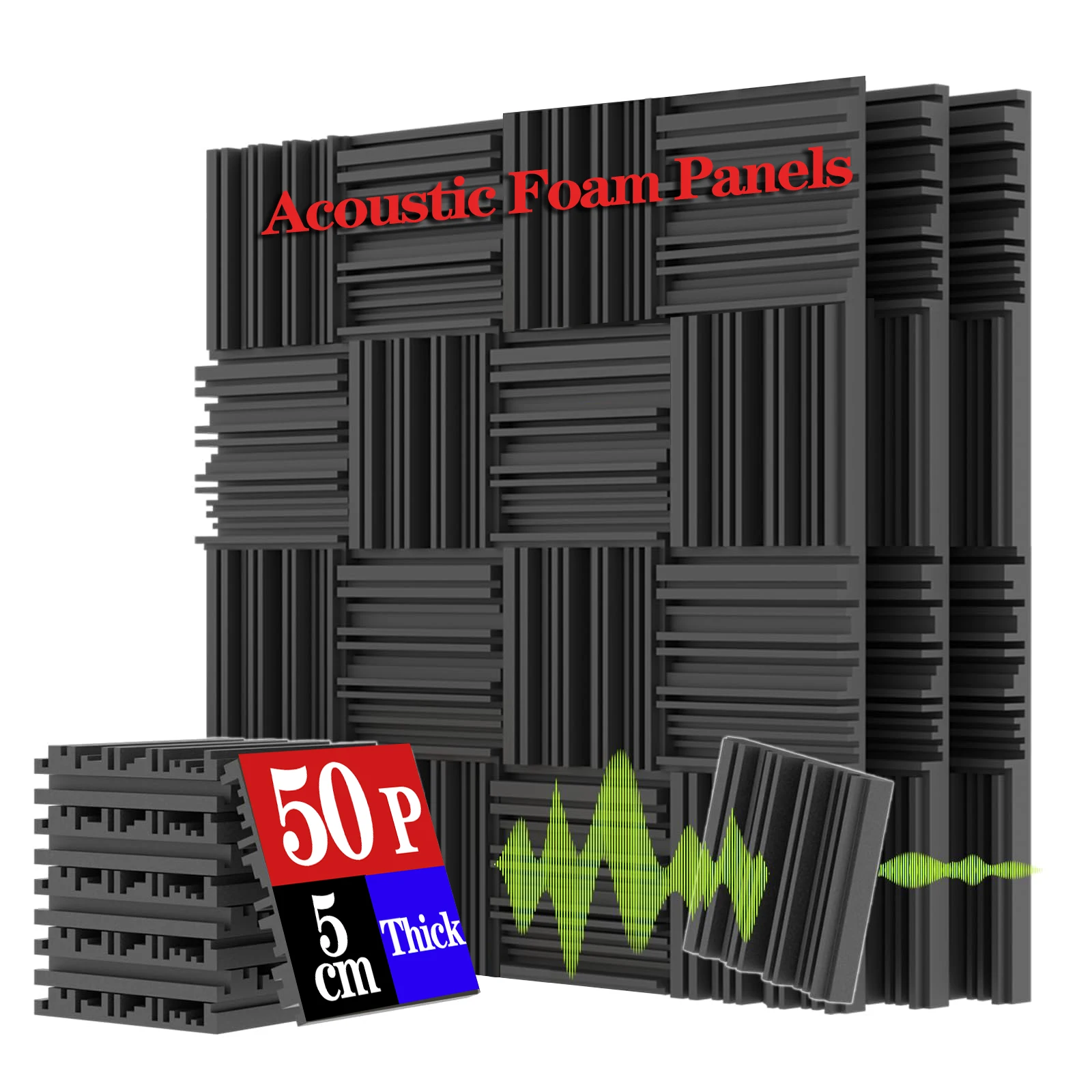 50Pcs 25x25x5cm Studio Acoustic Foam Panels Sound Creative Irregularity Soundproof Foam Sponge Pad Absorption KTV Room Wall