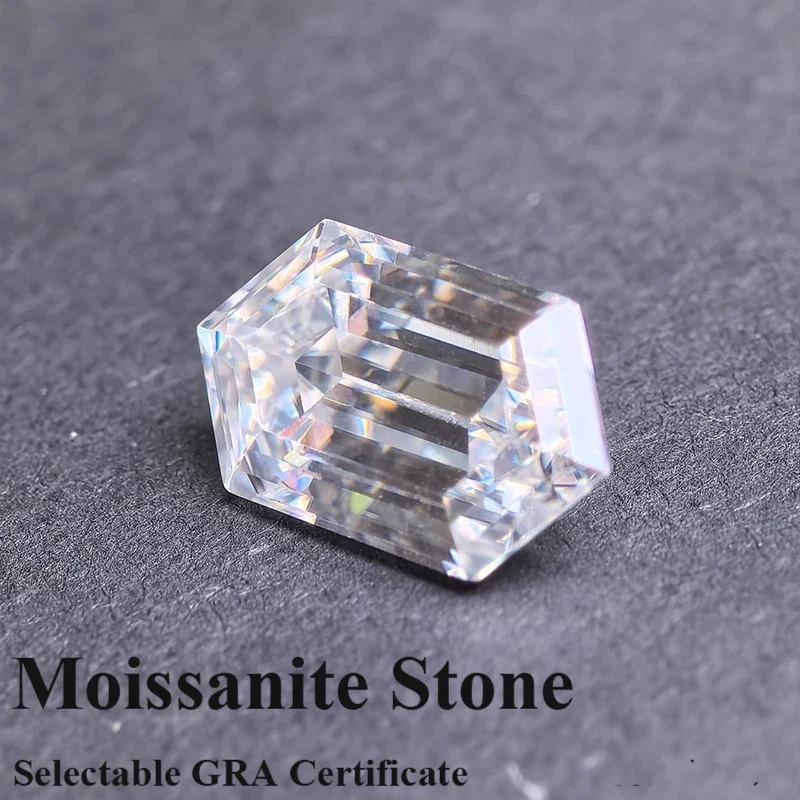

Муассанит Камень Белый Цвет Длинный Шестиугольник Форма Специальная Огранка Шарм Бусина для DIY Изготовления Ювелирных Изделий Подвеска Выбор Сертификат GRA
