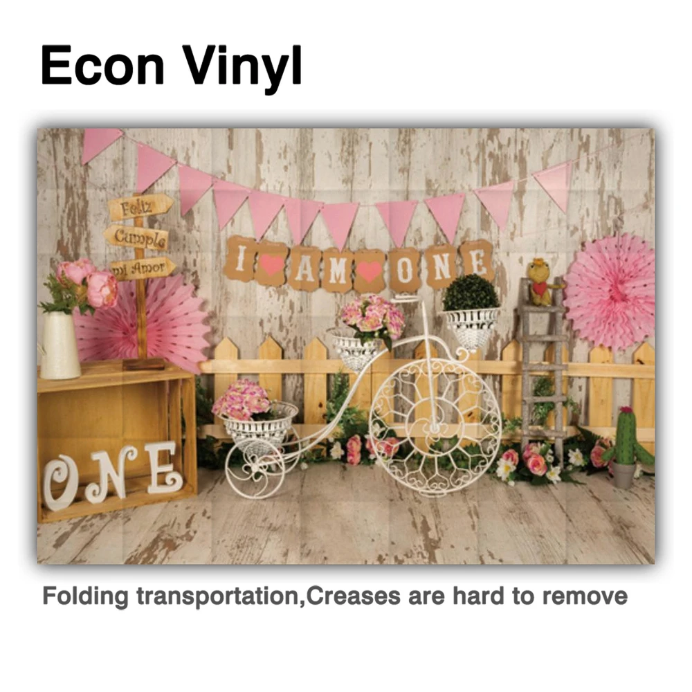 Allenjoy Ulang Tahun Pertama Foto Latar Belakang Pink Girl Princess Satu Tahun Baby Shower Kue Smash Pesta Latar Belakang Potret Photocall