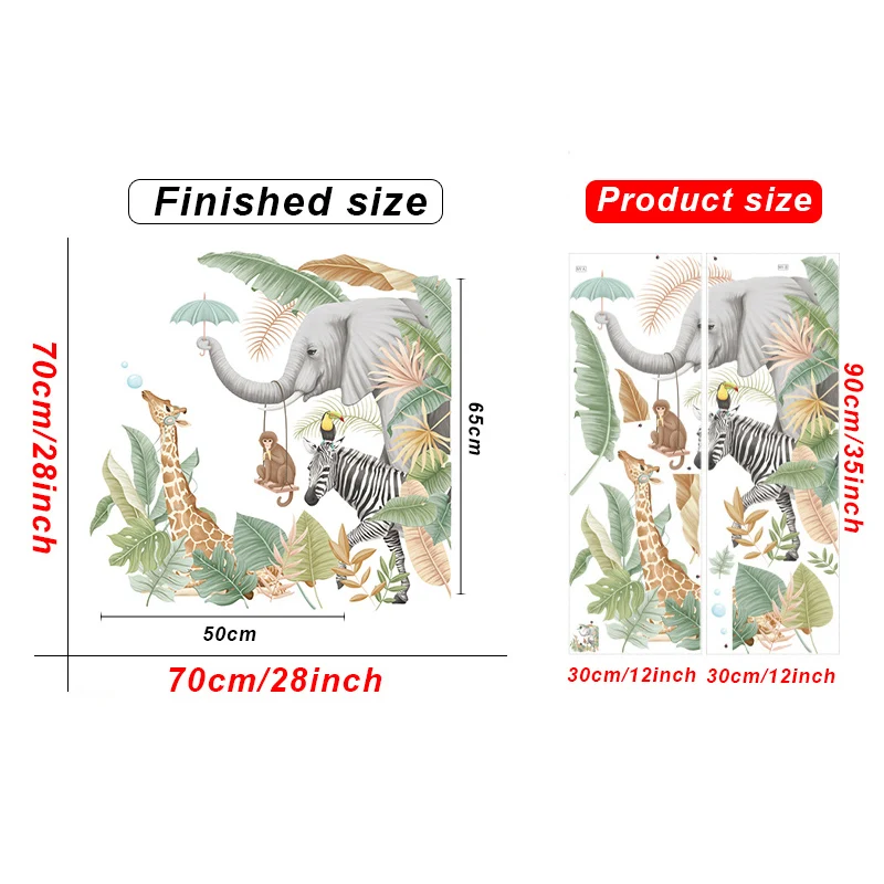 Large Tropical animals Wall stickers for Kids room Living room Bedroom Wall Decor Room Decor PVC Wall Decals for Home Decoration