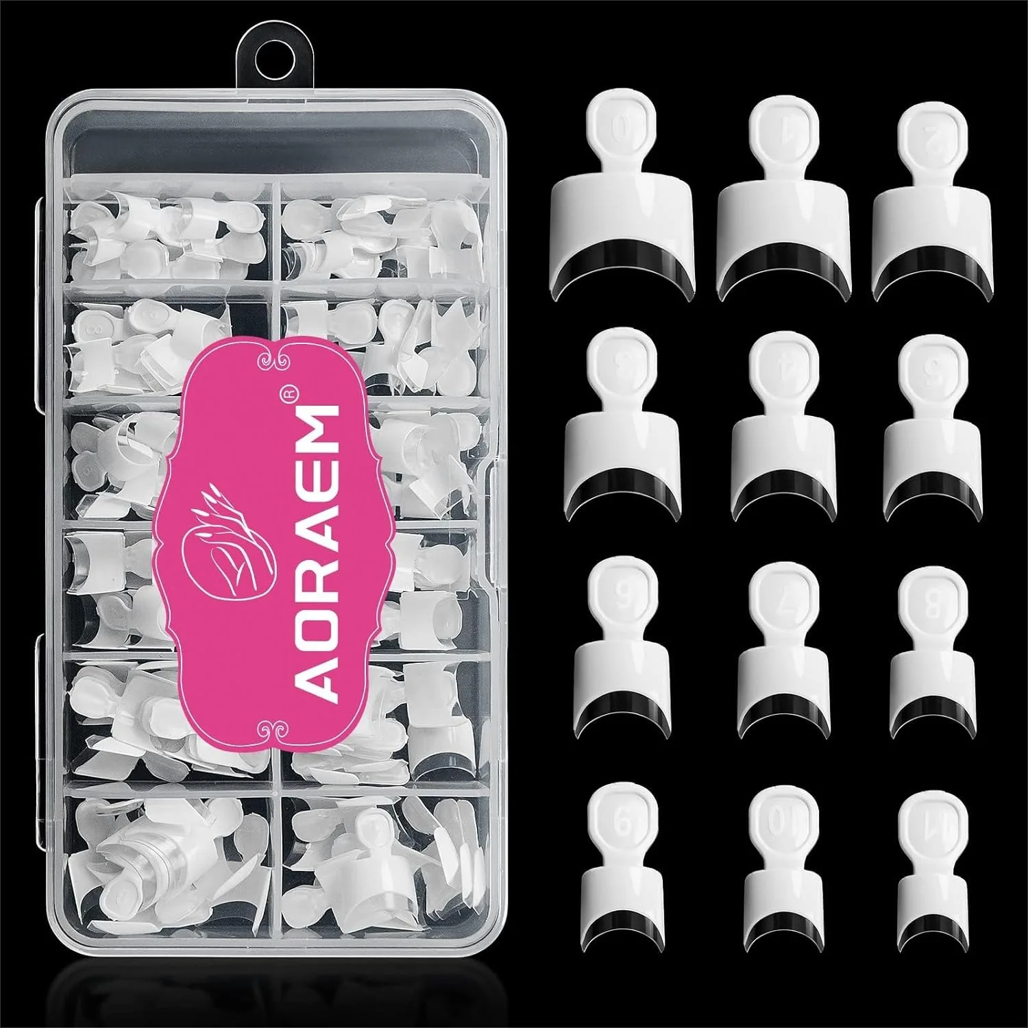 

120 Pcs White French Nail Tips Short False Nails with Handle for Easy Application, 12 Sizes Press on Nails for Women