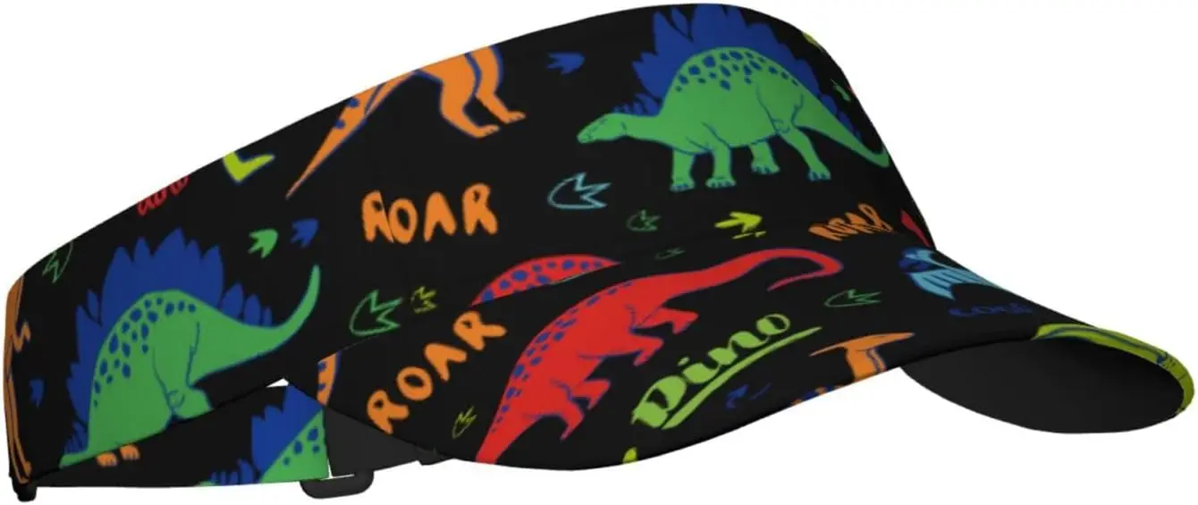 Dinosaur Sunscreen Visor Hats for Women & Men, Sport Empty Top Baseball Sun Cap, Tennis Visor, Golf Visor