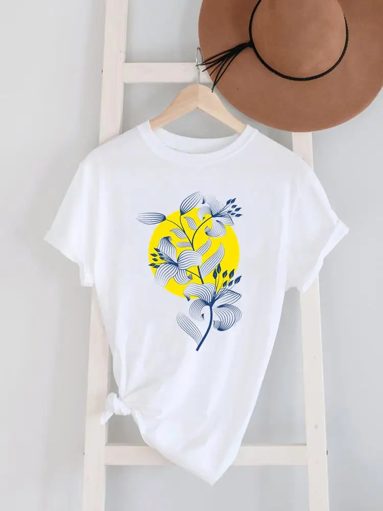 Lovely Watercolor Style Trend Print Female Shirt Short Sleeve Women Fashion Clothing Graphic T-shirts Clothes Lady Casual Tee image 2