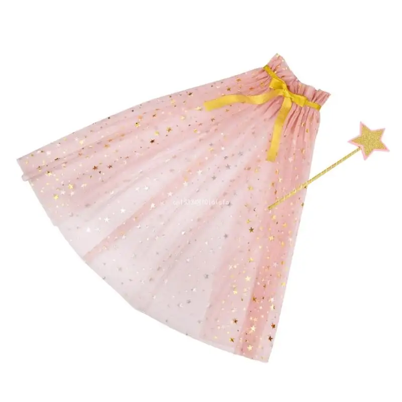 Magical Wand and Tulle Cloak Set for Kids Party and Stage Show Outfits Dropship