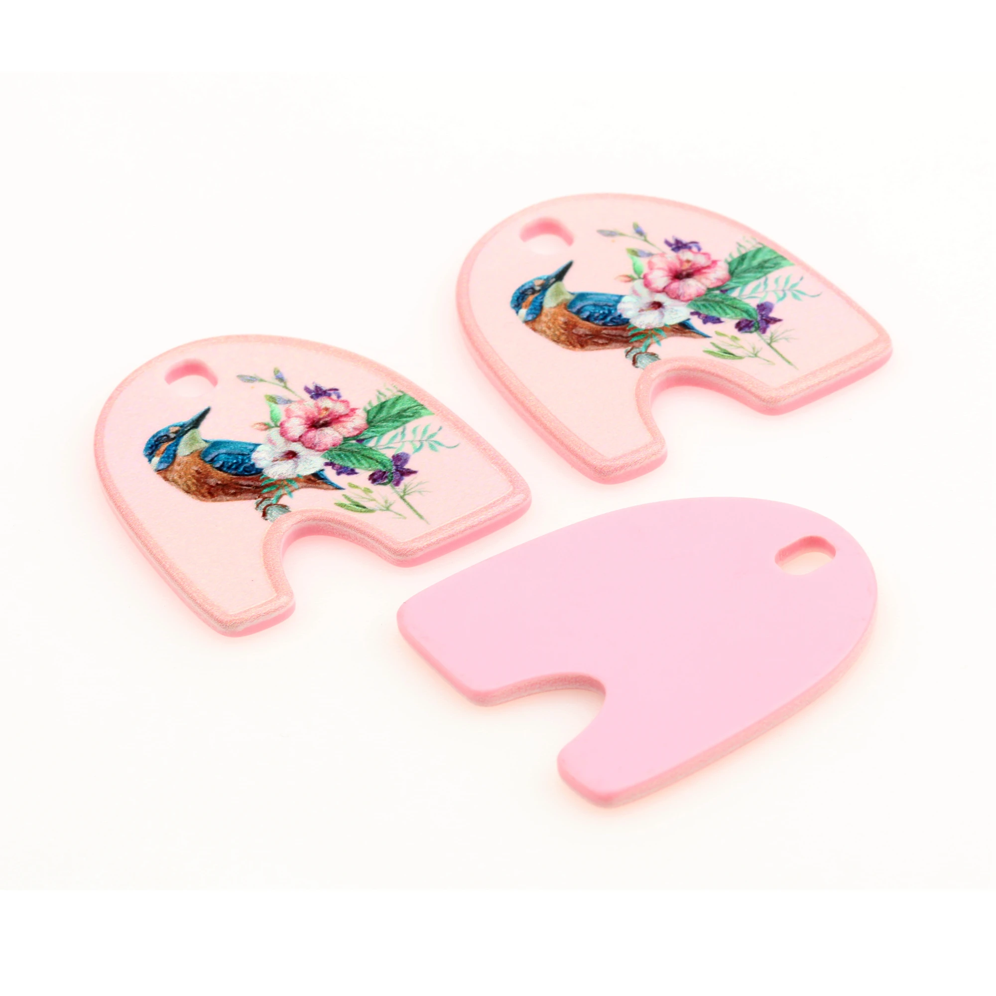 6pcs Printed Acrylic Charms,Geometry Flat Pendant,Bird Pattern Earring Parts,Earrings Findings,Jewelry Supplie ,ACL325-329