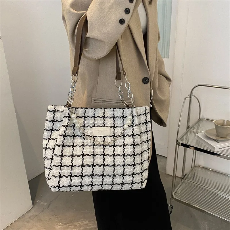 سعة كبيرة منقوشة حقيبة حمل للنساء ، مطرز سلسلة حقائب الكتف ، تنوعا ، ركاب ، الموضة ، السيدات ، الإناث ، حقائب اليد قماش