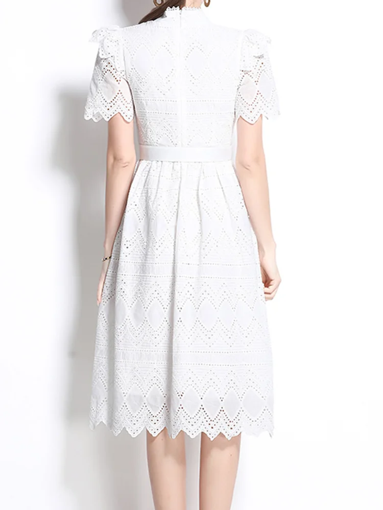 SMTHAM Sommer Elegante Lange Hülse Spitze Chiffon Maxi Party Kleid frauen Gürtel Plissee Abend Prom Vestidos Aushöhlen Robe