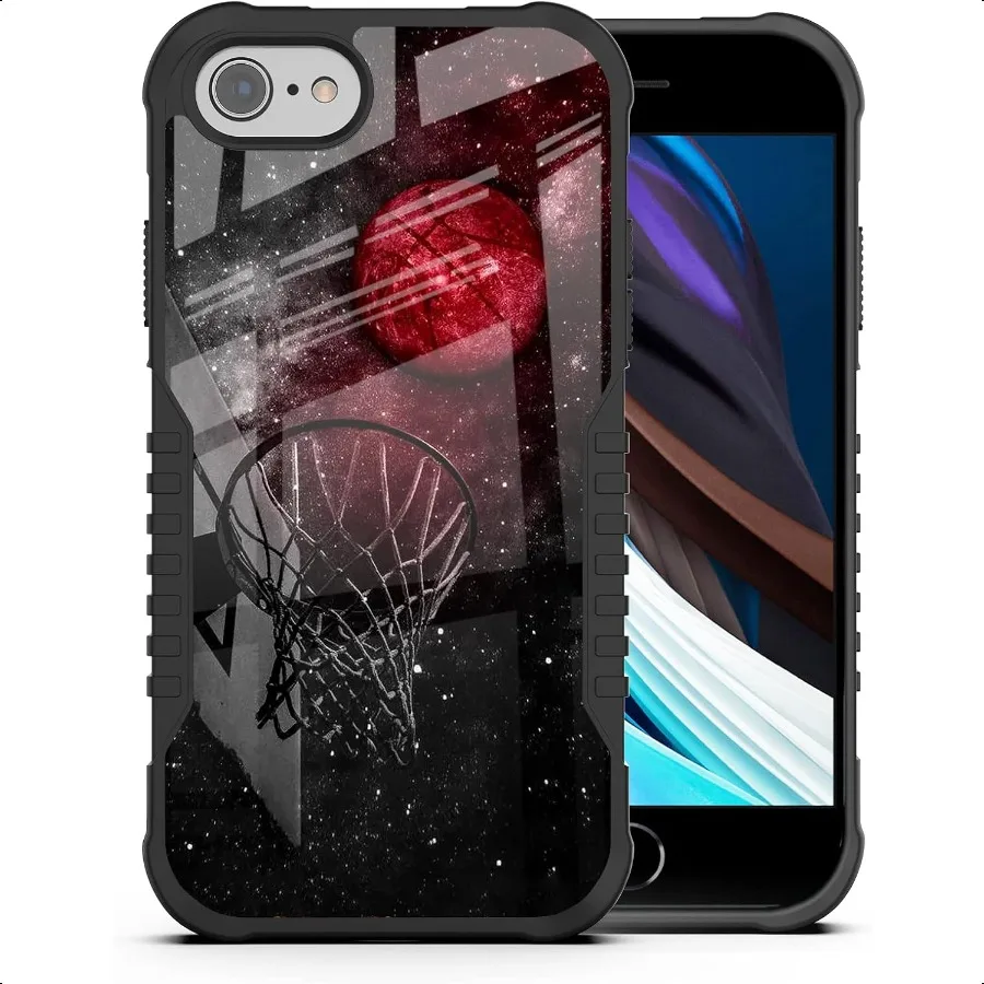 

Compatible with iPhone SE 2020 2022 7 8 Case Cool Basketball Universe Starry Sky Design Edge Protection ShockProof AntiScratch