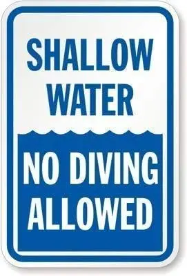 Walls decorated with metal signage Large aluminum tin sign Village sign post Shallow water no dive 30.48 x 20.32 cm plate