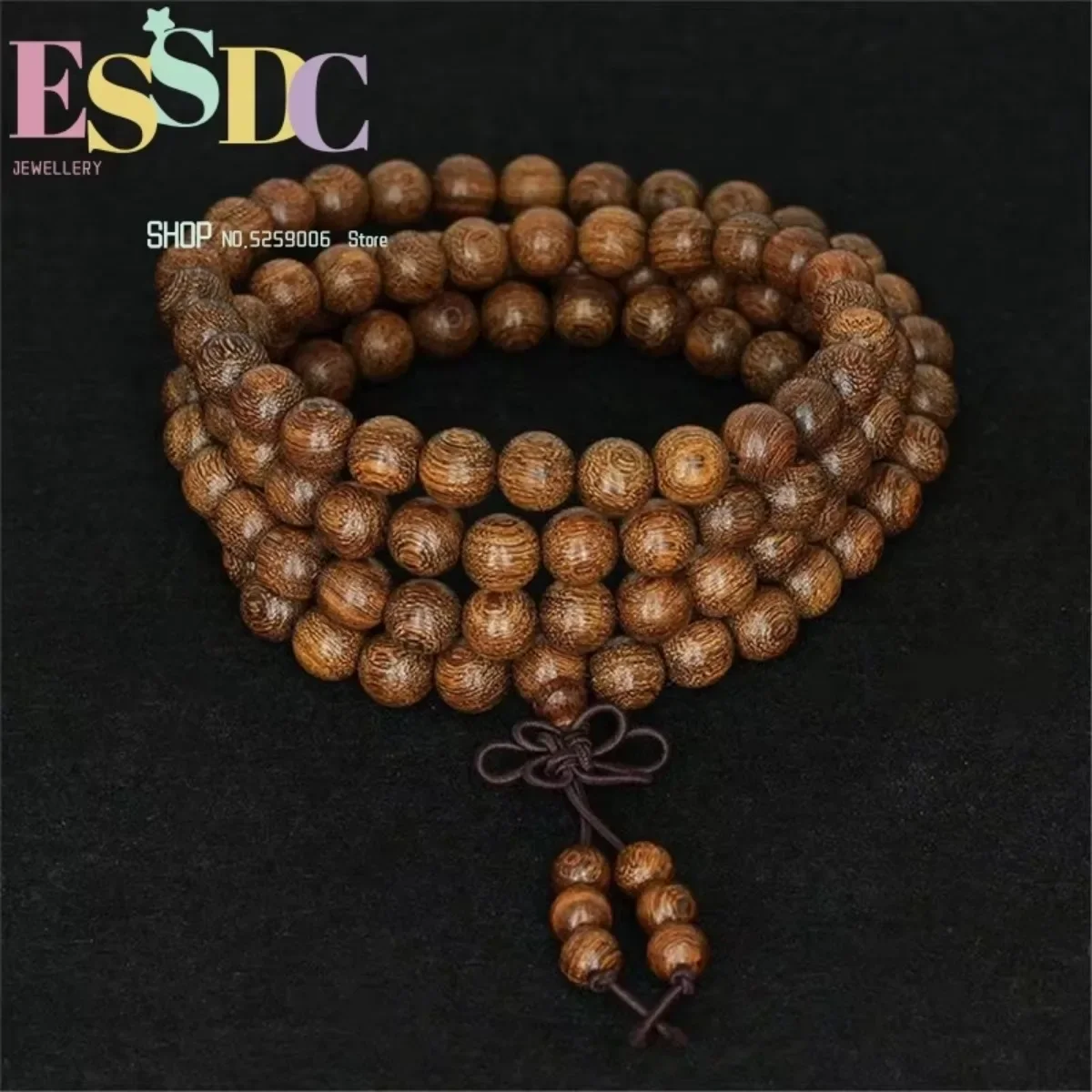 Hot Sale 6mm 108 Beads Mala Natural Golden Silk Sandalwood Parallel Grain  Bracelets or Necklace Buddhist Unisex Jewelry