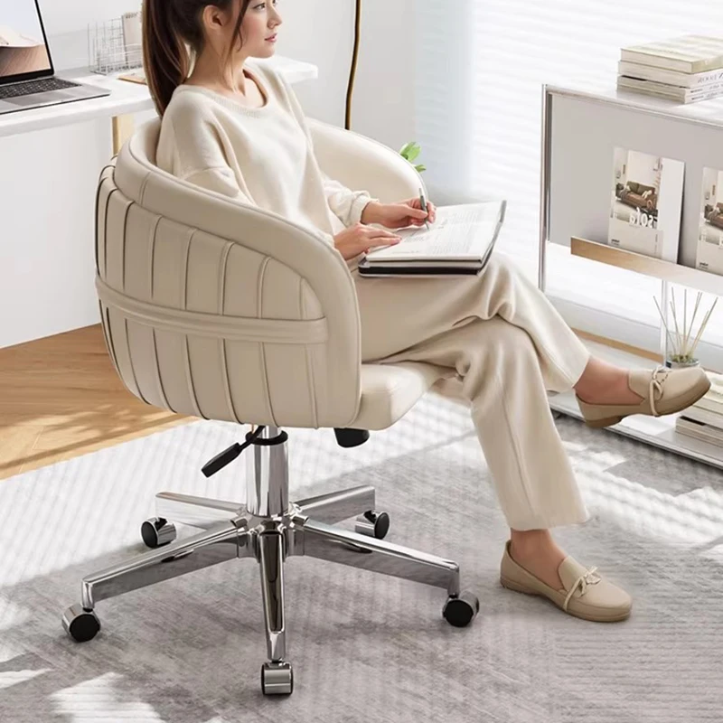Designer Lazy Office Chair Leather Student Conference Wheels Relaxing Office Chair Portable Vanity Mobilya Trendy Furniture