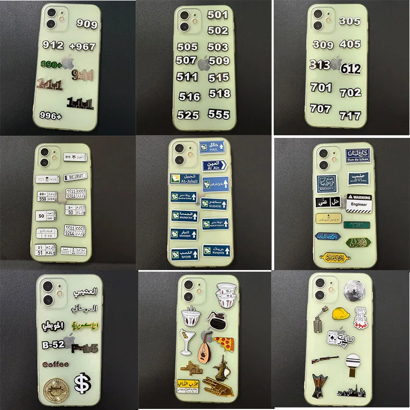 5pcs a lot Middle East Mobile Phone 3M Sticker Badge Metal Pin Broooches Pins