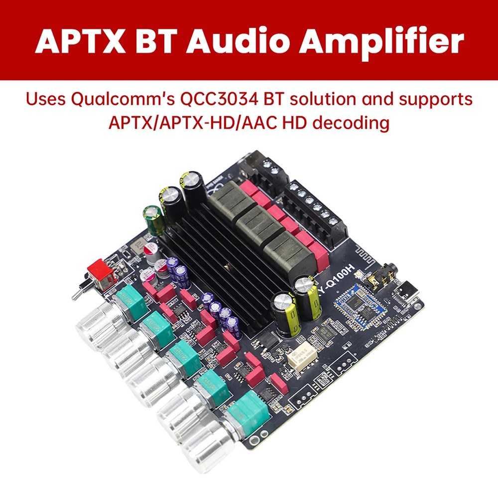 DC12-24V Q100 بلوتوث مكبر للصوت مجلس 2.1 قناة 50Wx2 + 100 واط مضخم الصوت مضخم الصوت الرقمي #2