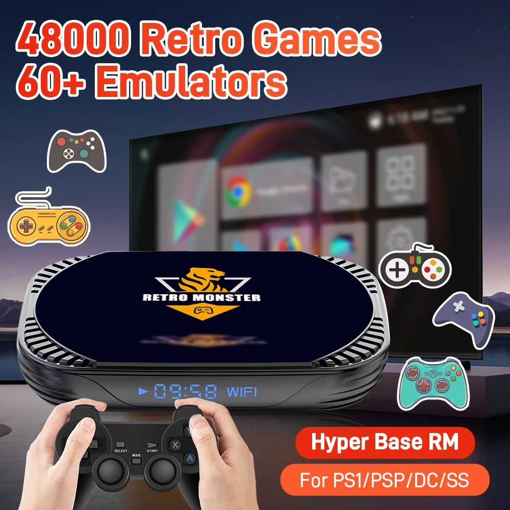 Retro Video Game Consoles Hyper Base RM For N64/PS1/PSP/SNES/DC/Sega Saturn Emulator Consoles Built-in 48000+ Games 4K Game Box