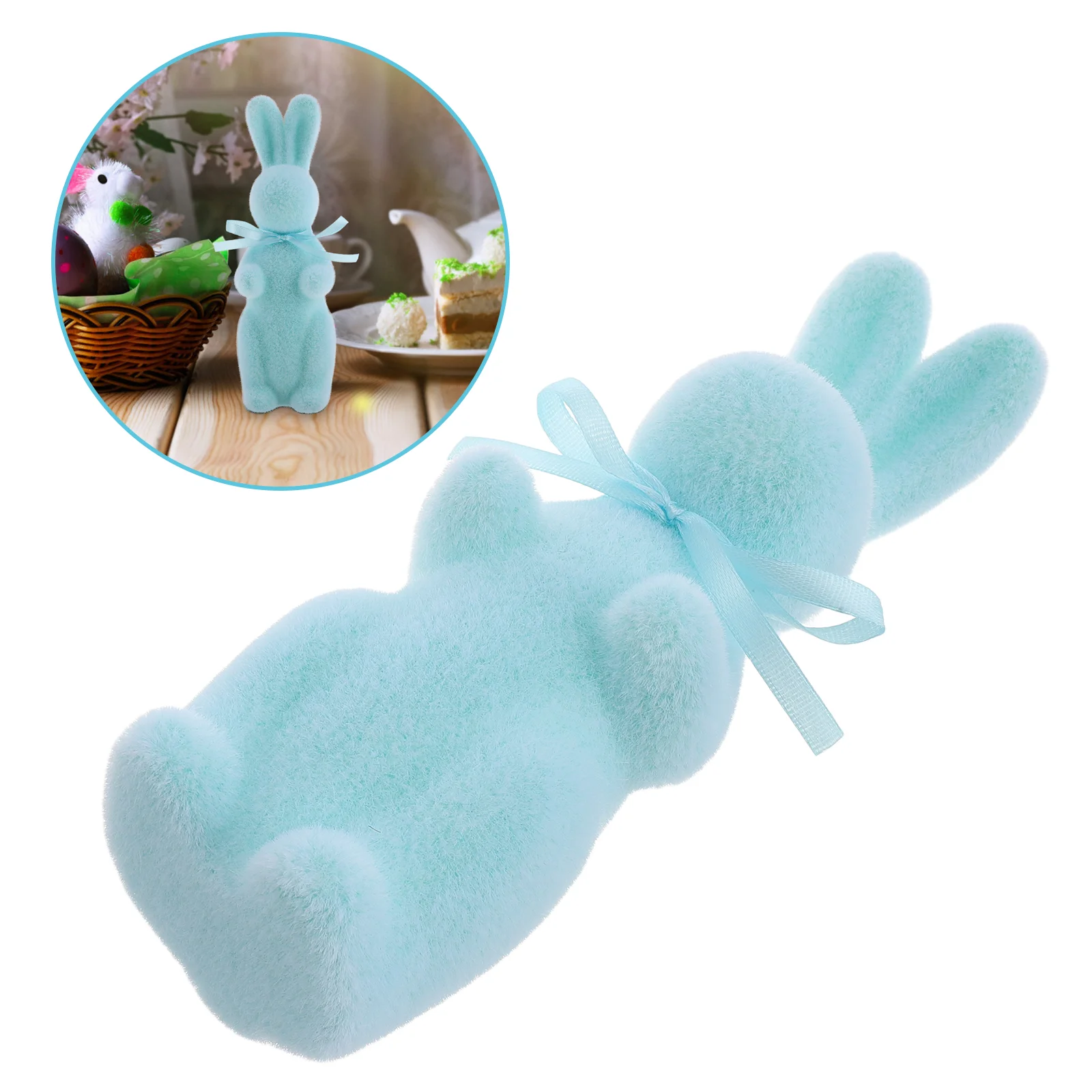 Bunny Ornament Easter Figurines Statue Cute Rabbit Display Toy Topiary Iced Pacifier