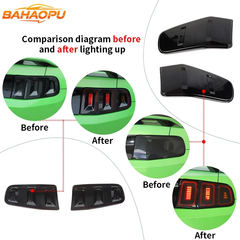 BAHAOPU Car Taillight Rear Tail Light Lamp Decoration Cover for Ford Mustang 1998-2004/2010-2014/2015-2024+ Exterior Accessories