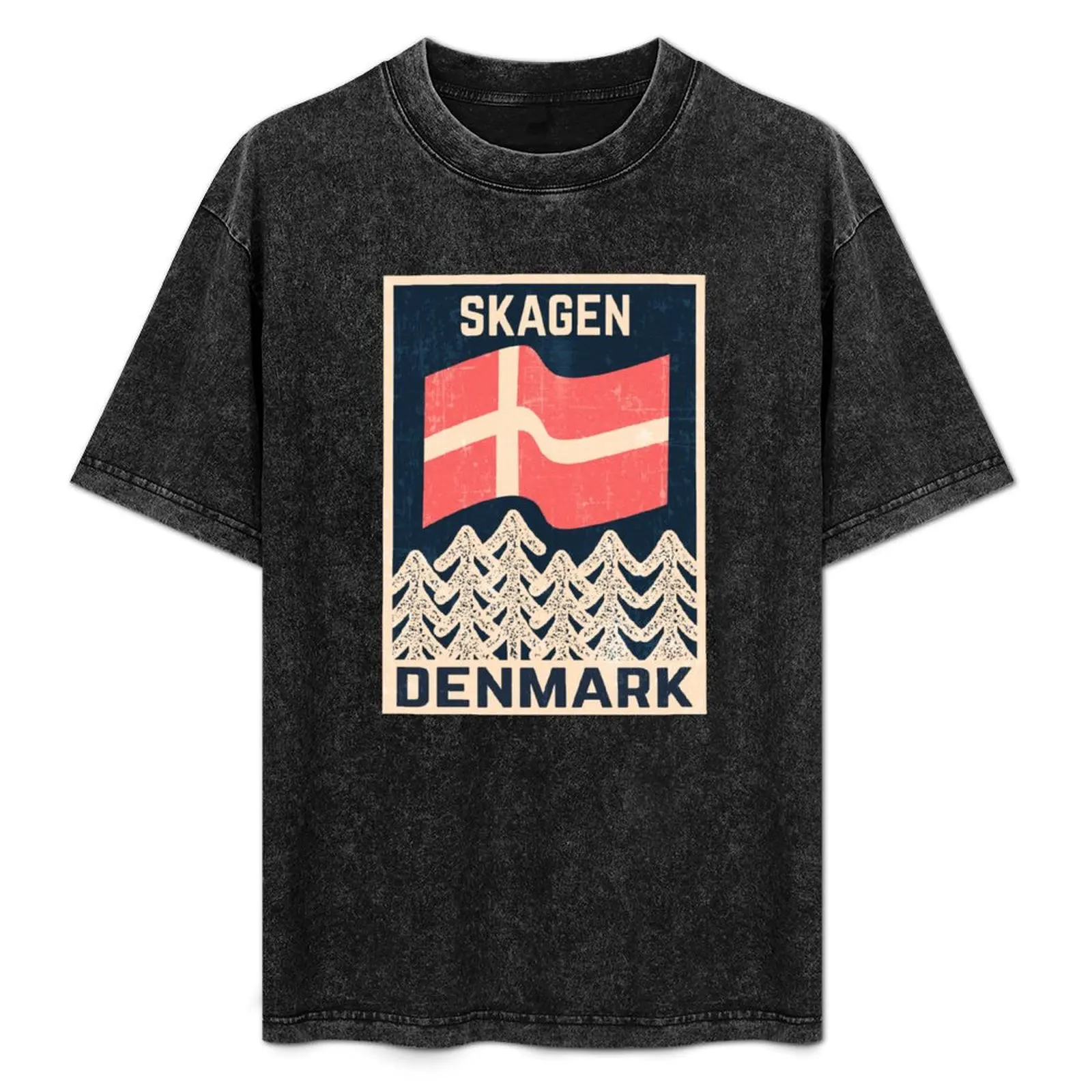 Camiseta vintage con diseño Skagen Dinamarca, ropa informal de calle, camiseta de manga corta
