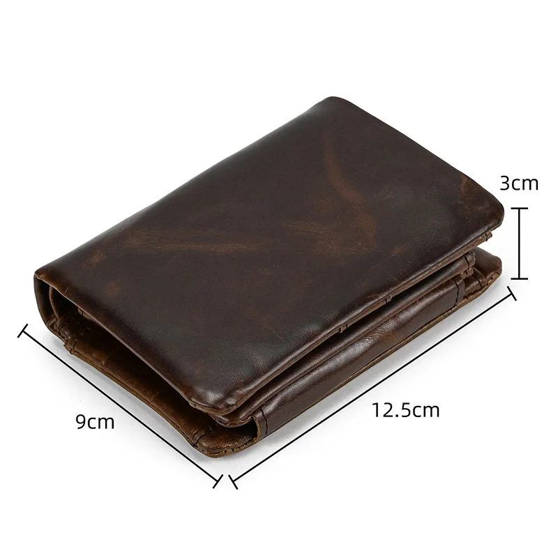 Porta carte di credito da uomo in vera pelle RFID Porta carte di credito in pelle di mucca cerata d'olio Pochette corta da uomo con scatola