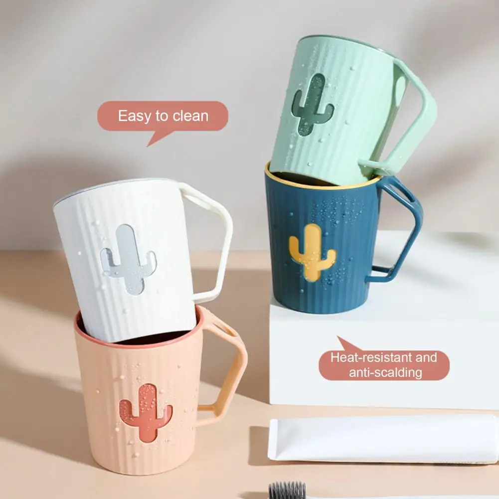 

Pp Mouthwash Cup Couple Family Brush Organizer Nordic Style Cactus Mouthwash Cup with Toothbrush Slot Handle for Home Travel