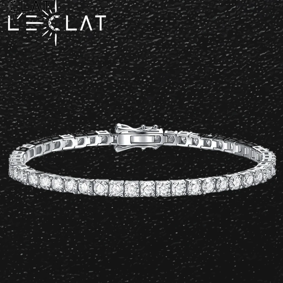 

LECLAT D Colour VVS1 5CT Moissanite Tennis Bracelet Original S925 Sterling Silver Plated with GRS 17-21cm Bracelets for Women