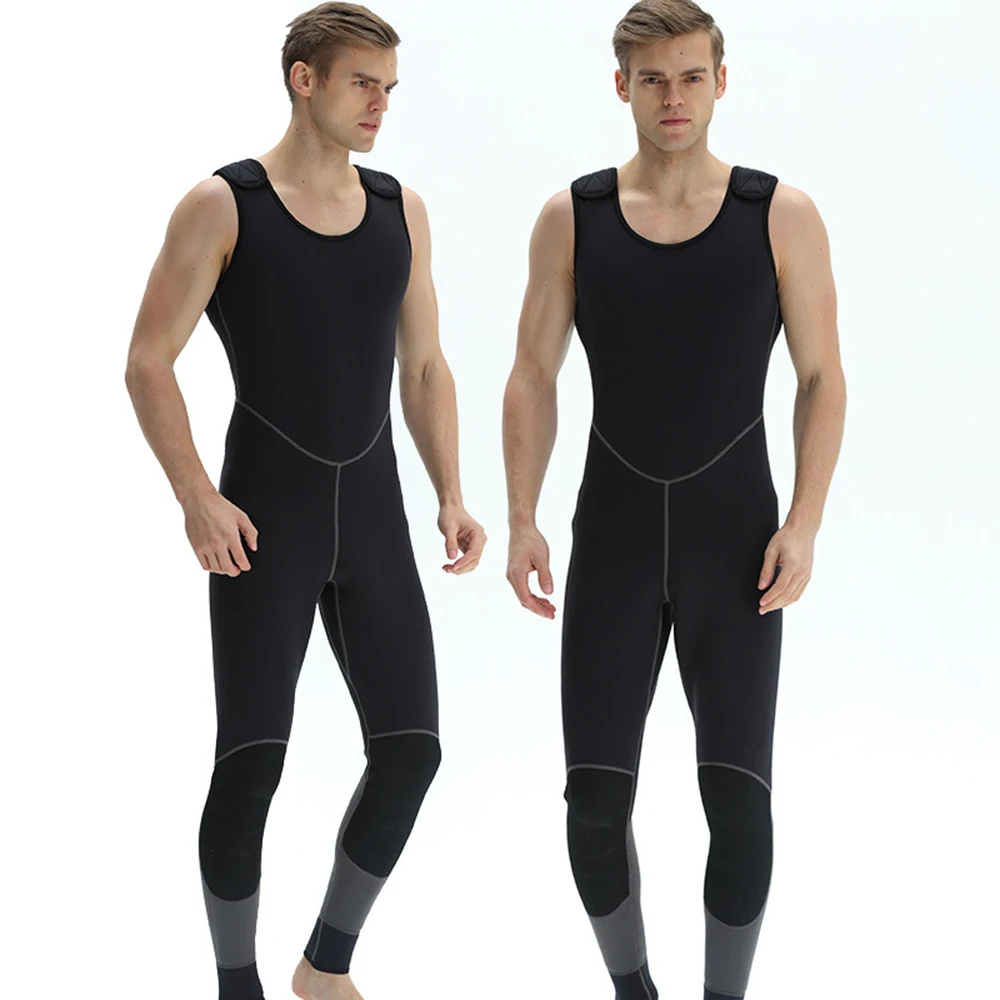 Neoprene Wetsuit for Men, One-Piece Suspender Diving Pants, Sun Protection, Swimming, Snorkeling, Surfing, Warm, 3mm, Fashion