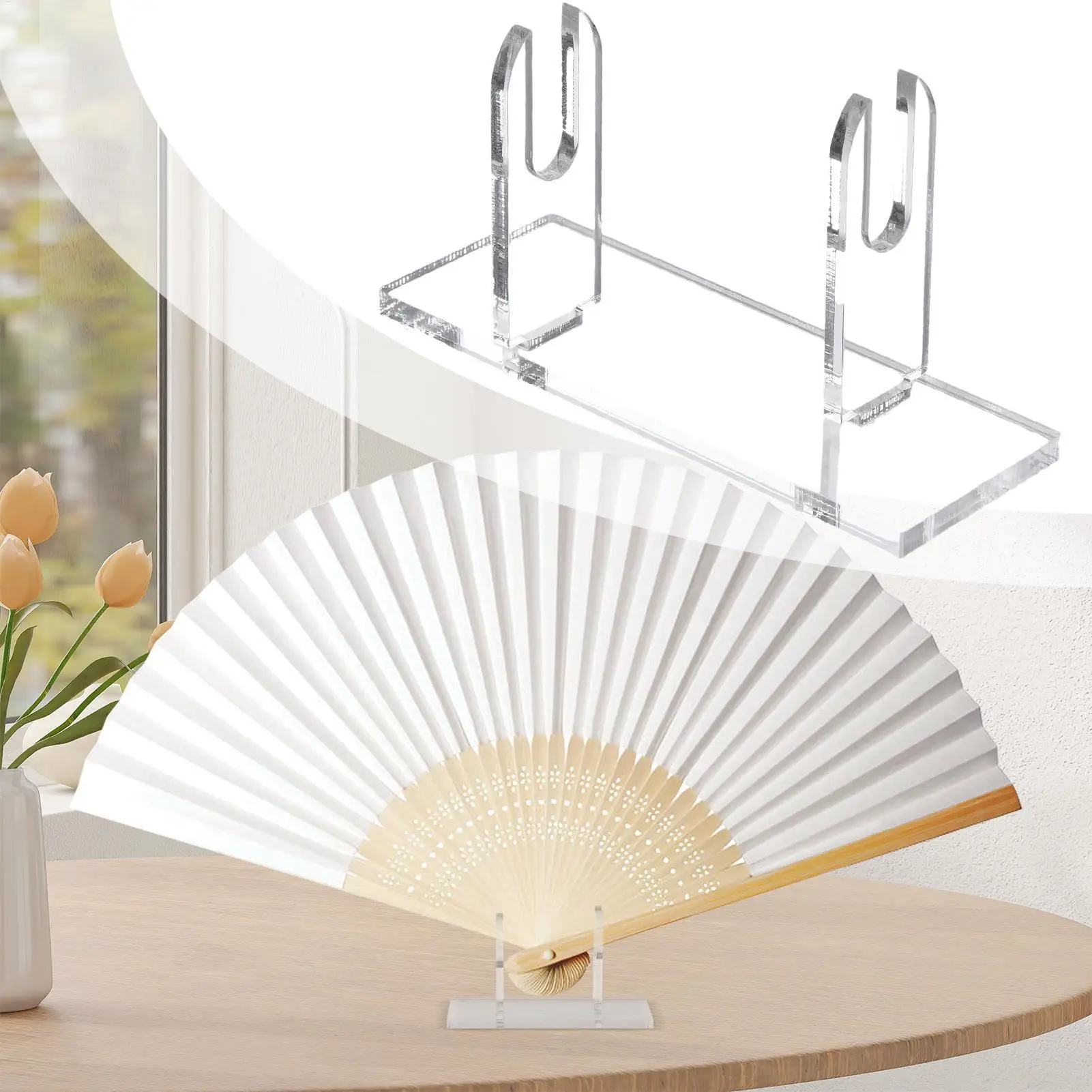 Hand Fan Stand for Display Acrylic Hand Fan Organizer Stage Performance Props Holder for Exhibition Store Handheld Cooling Tool