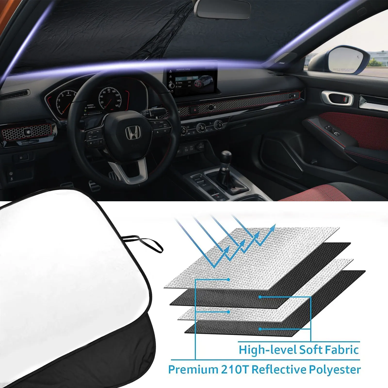 For Honda Civic 2006 2007 2008 2009 2010 2011 Car Windshield Sunshade Cover Front Window Sun Shade Visor UV Protect Accessories