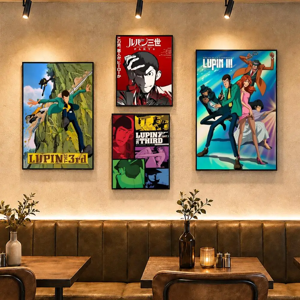Classic Anime L-Lupin the ThirdS Poster Vintage Retro Anime Poster Stickers Peel and Stick Wall Art Home Decor