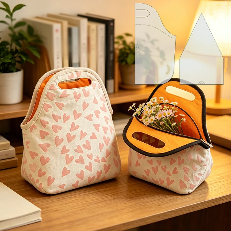 NUBECOM 2pcs Bento Bag Sewing Template, DIY Portable Household Handbag Quilting Template Made Of Durable Clear PET Material - view 3