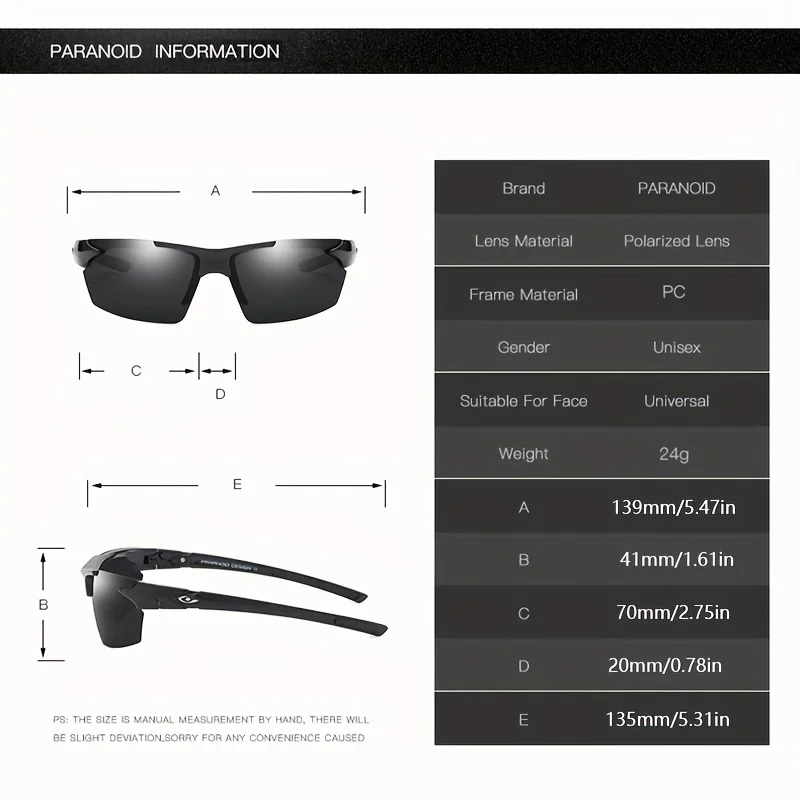 PARANOID Polarized UV400 Protection Sunglasses For Men And Women 8 Colors Model 8013