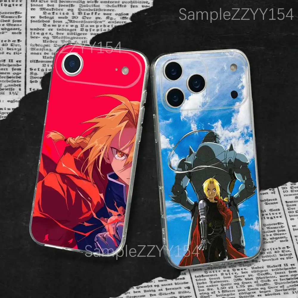 Anime FULLMETAL ALCHEMIST Handyhülle für iPhone 17,16,15,14,13,12,11 Pro,Max,Plus,X,XS,XR,SE4,E Mini Transparent Soft Cover