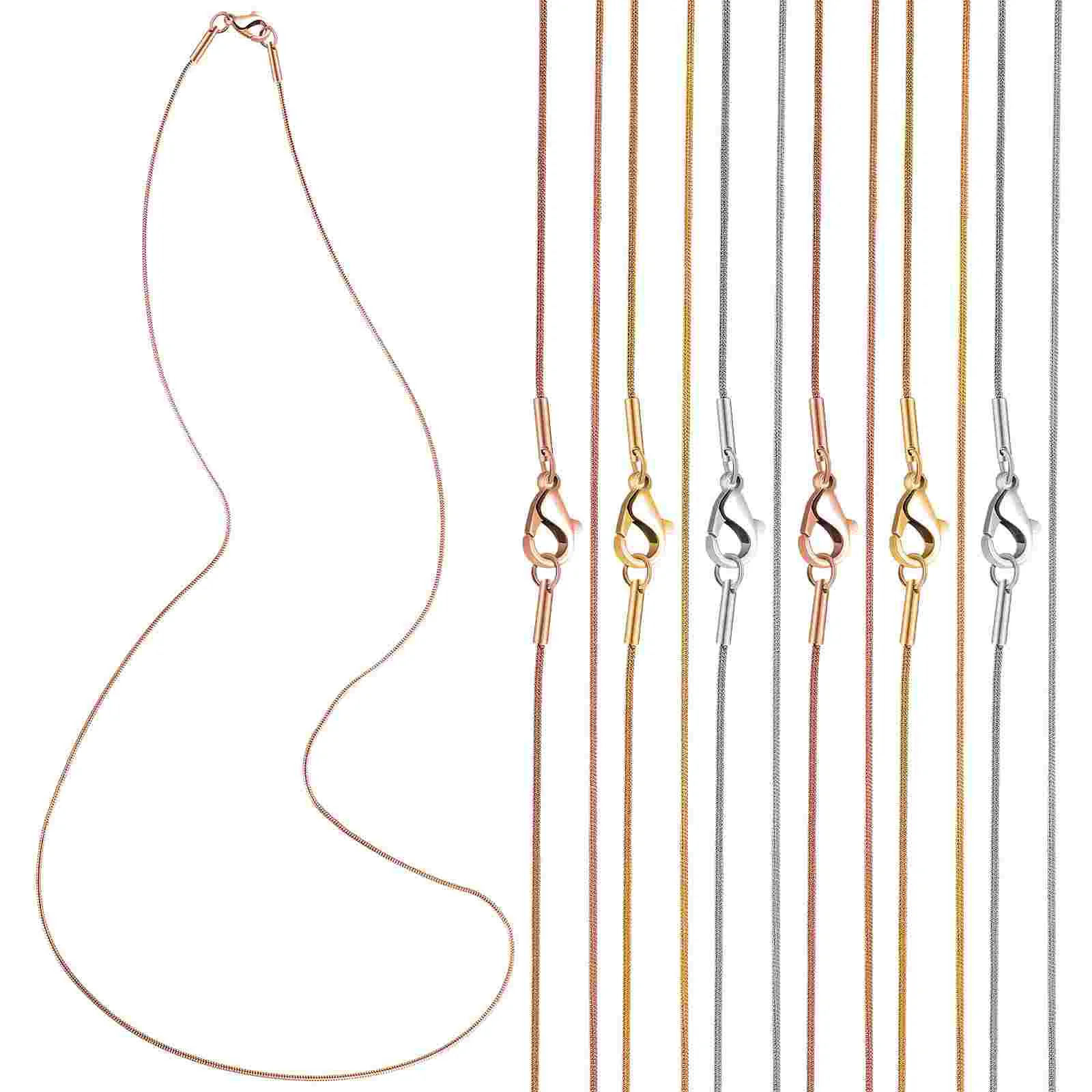 

12 Pcs Round Snake Necklace Jewelry Chain Chains Letter Making Accessories 304 Stainless Steel Metal Women's Link