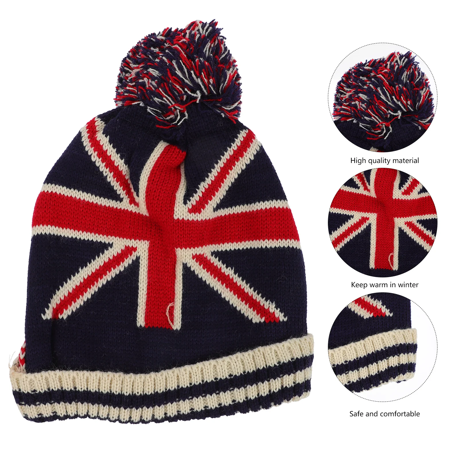 

1Pcs Uk Flag Pattern Knitted Hat Premium Acrylic Winter Warm Hat for Women Men Unisex Outdoor Leisure Wear Comfortable