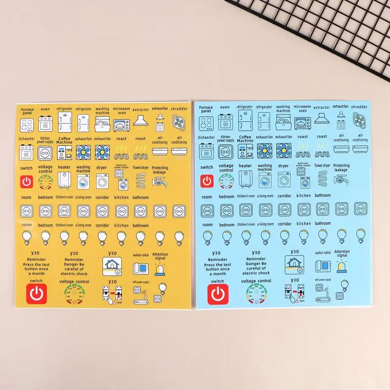 Hot Sale 2/5Sheets Self-adhesive Waterproof English Version Electric Box Electric Circuit Breaker Panel Label Decorative Sticker