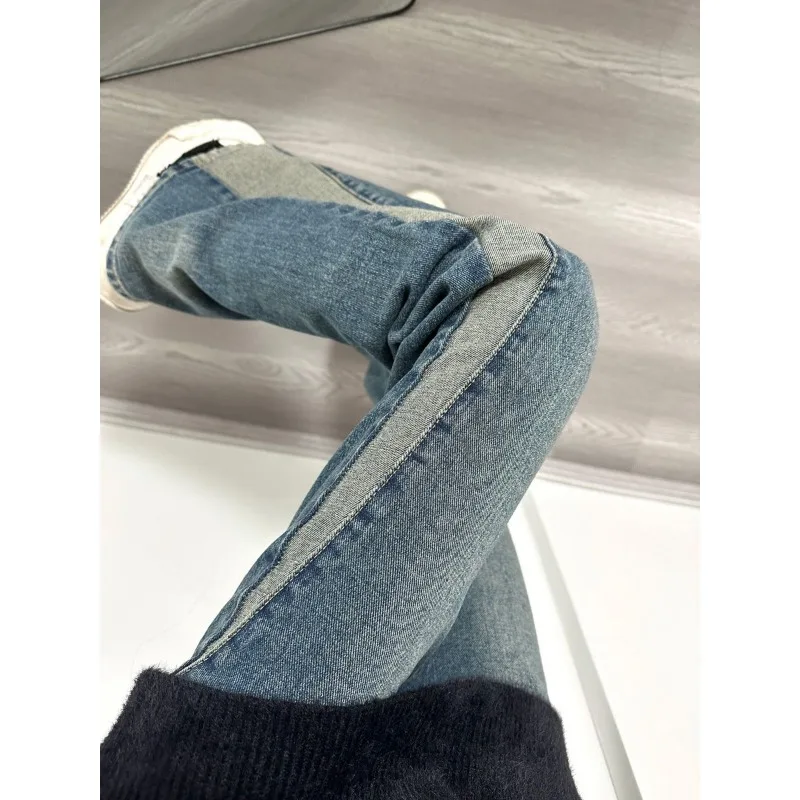 American Y2K Street Vintage Patchwork Jeans Autumn New Subculture High-waisted Flared Pants Women's Harajuku Fashion Slim Pants